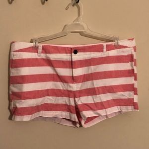 Merona Ladies White/Pink Striped Shorts Size 18